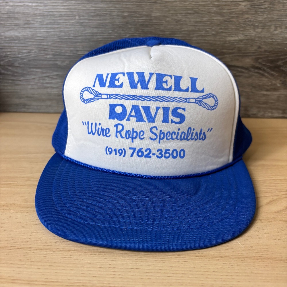Vintage Newell Davis Hat Cap Snap Back Blue Rope Trucker Wire Rope Adjustable‎